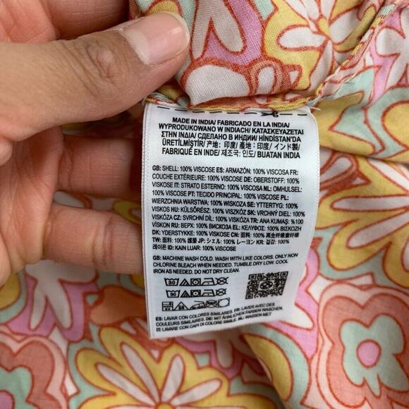 Vans Shirt Womens XS Extra Small Multi Resort Floral Front Button Retro Collar - Picture 9 of 13